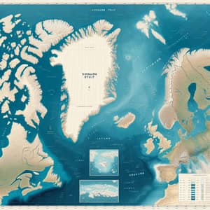 Denmark Strait 2D Map: Iceland to Greenland Route
