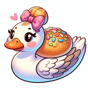 Charming Goose with Bun Sticker: Playful Animal-Themed Digital Illustration