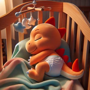 Adorable Charmander Pokemon Sleeping in Diaper in Crib