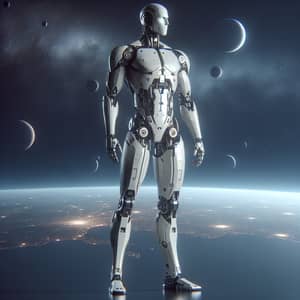 Fictional Sci-Fi Soldier Robot - Sleek Design Full Body Image