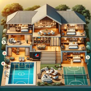 Luxurious 5-Bedroom House with Pool, Basketball Court, Home Cinema & More