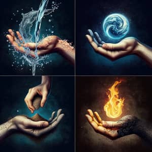 Visions of Nature: Water, Air, Earth, and Fire Hands