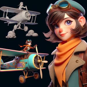 Whimsical Ghibli-Inspired Girl Pilot | Cartoon Character Design