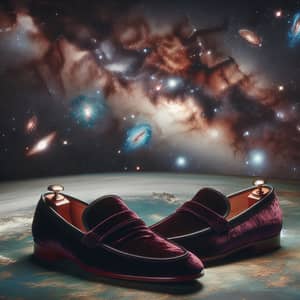 Luxurious Velvet Loafers Against Infinite Space Canvas