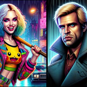 Blonde Woman and Man in Sci-Fi Setting | Comic Book Characters