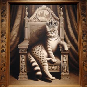 Regal Feline Monarch on Grand Throne | Exquisite Power & Wisdom