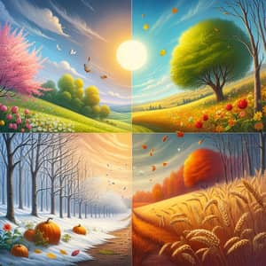 Seasons Landscape: Spring, Summer, Autumn, Winter
