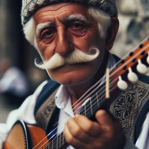 Traditional Folk Musician Playing Bağlama | Authentic Musician Portrait
