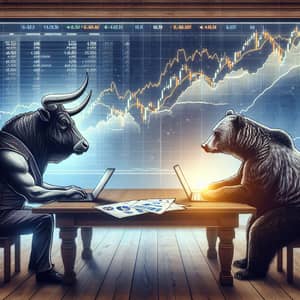 Bull and Bear Trading: High-Stakes Scenario with Stock Market Symbols