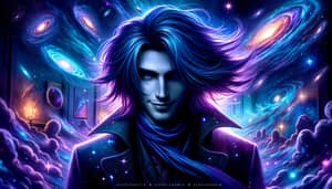Vibrant Blue Purple Hair Young Anti-Hero | Galactic Art