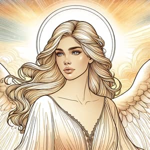 Celestial Beauty and Inner Peace - Blonde Angel Line Art