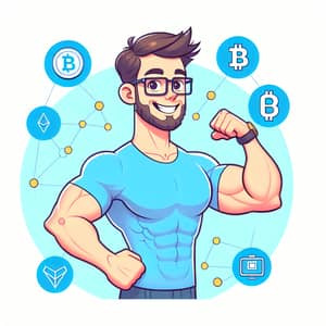 Cryptocurrency Meme Character with Short Brown Hair