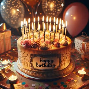 Festive Birthday Cake with Candles | Warm Ambience