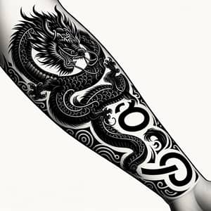 Chinese Dragon Arm Tattoo with Cancer Symbol