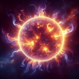 Radiant Sun with Corona in Cosmic Infinity