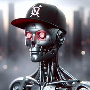 Futuristic Robotic Humanoid with Yankees Hat | Dystopian City