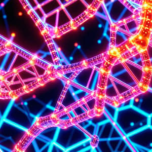 Futuristic DNA Structure in Vibrant Neon Colors - Cyberpunk-Inspired