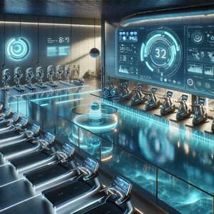 Futuristic Gym with Integrated Swimming Pool - State-of-the-Art Equipment