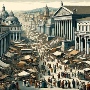Panoramic View of Bustling Streets of Ancient Rome