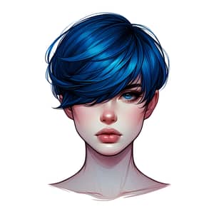 Girl with Short Deep Blue Hair - Stunning Image
