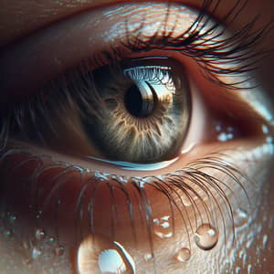 Intricate Details of Human Eye Welling Up with Tears