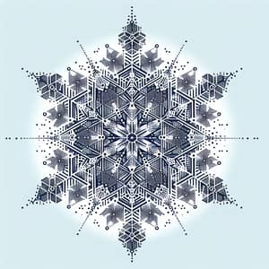Intricate Snowflake Vector Art: Cool-Toned Geometric Shapes