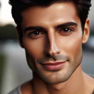 Captivating Portrait of Handsome Man with Chiseled Jawline