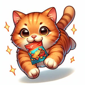Adorable Orange Tabby Cat With Snacks in Motion | Treasure Hunt
