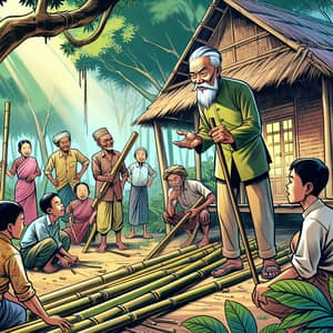 Vibrant Forest Bayanihan: Elder's Wisdom Unites Villagers