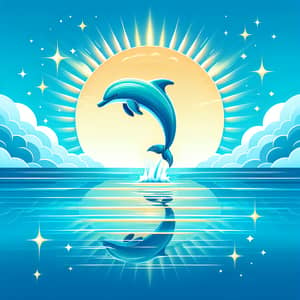 Graceful Dolphin Leaping Out of Blue Ocean Water