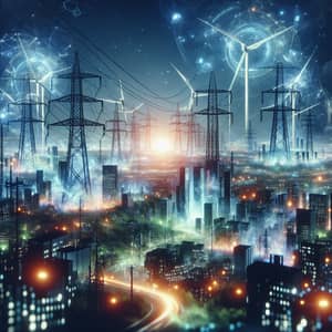 Futuristic Cityscape with Renewable Energy Trends | Smart Grid Technology