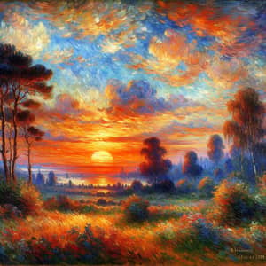 Impressionist Sunset Painting | Nature's Farewell Gift