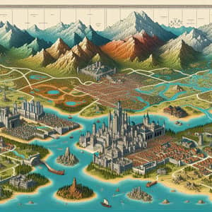 Vibrant Cities & Landscapes: Fictional Country's Geographic Map