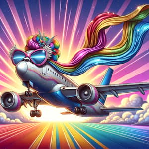 Exaggerated Enola Gay Aircraft Illustration with Flamboyant Style