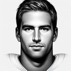 Caucasian Professional Football Player Portrait with Extended Neck