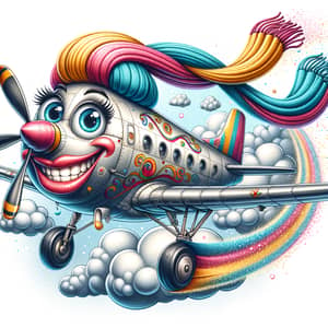 Whimsical Anthropomorphic Airplane Illustration