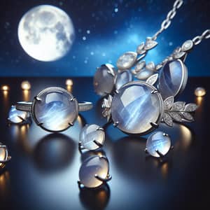 Moonstone Silver Jewelry Set | Serene Night Sky Capture