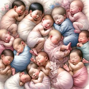 Newborn Babies Watercolor Illustration | Serene Infant Slumber