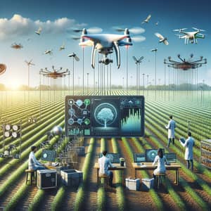Advanced Crop Monitoring System in Agricultural Field - Tech Illustration