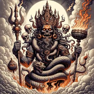 Mahakal: Divine Cosmic Entity Depiction in Traditional Indian Art