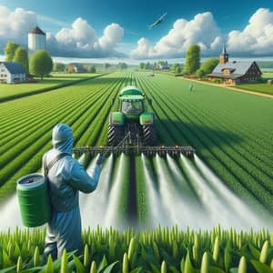 Agricultural Landscape with Tractor Spreading Fertilizer | Farm Scene