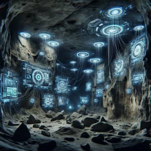 Technologically Advanced Cave | Ancient Artwork and Futuristic Machinery