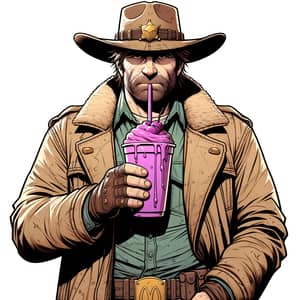 Post-Apocalyptic Sheriff Sipping Grimace Shake | Mc.Donalds