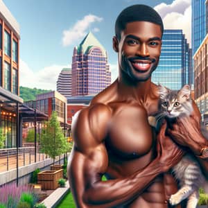 Talented African American Actor | City Scene with Cute Cat