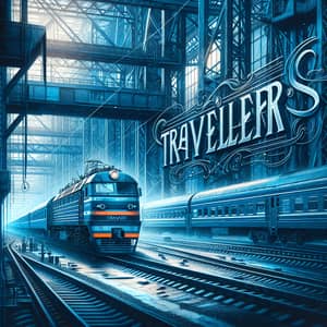 Travelers Train Theme Background Design in Blue Color Palette