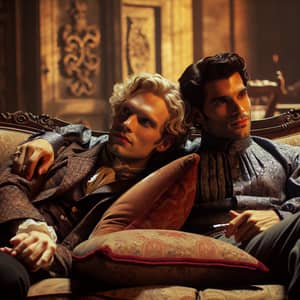 Classic vs. Modern Vampires: Camaraderie on Antique Sofa