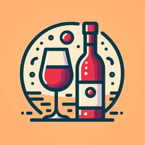 Wine Glass and Red Wine Bottle Icon