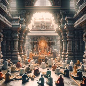 Diverse Group Worshipping at Serene Temple | Exquisite Rituals