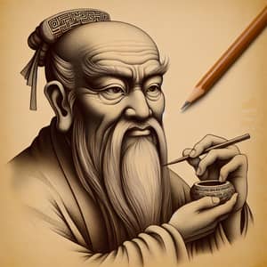 Portrait of Laozi, Ancient Asian Philosopher