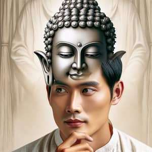 Vietnamese Man Contemplating Buddha's Teachings | Serene Portrait